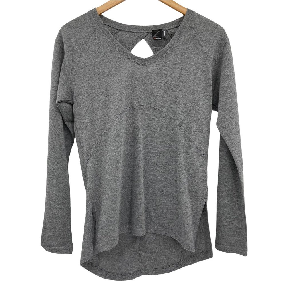 Z By Zella Gray Hi/Lo Scoop Neck Keyhole Lightweight XS Pullover Shirt